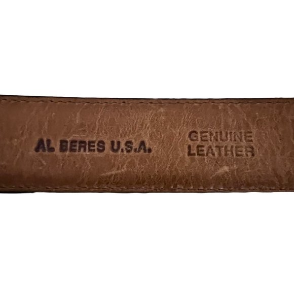 AL BERES Lizard emboss leather belt w Western buckle sz 26 main image 6